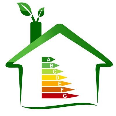 Maison verte avec indicateurs de consommation énergétique